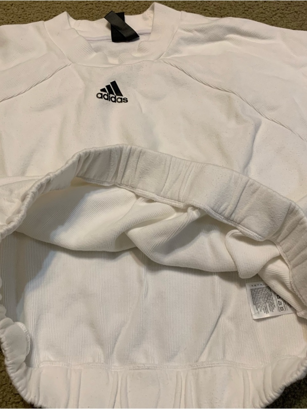 Adidas White Cropped Center Logo White Sweatshirt Size Medium - Picture 9 of 12